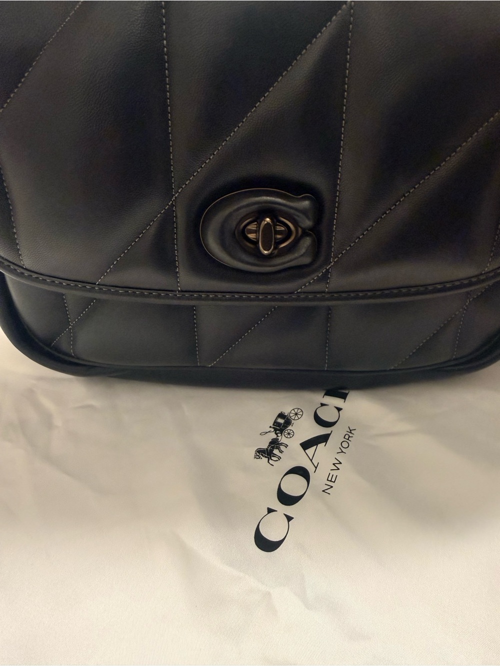 Coach Black Quilted Leather Crossbody with Signature Turnlock